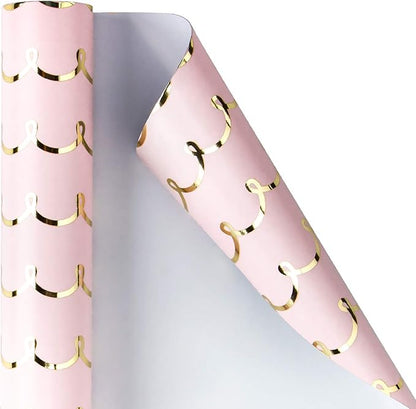 WRAPAHOLIC Jumbo Pink Wedding Wrapping Paper - 30 Inch x 33 Feet - Foil Girls Birthday Wrapping Paper for Birthday, Wedding, Baby Shower, Bridal Shower