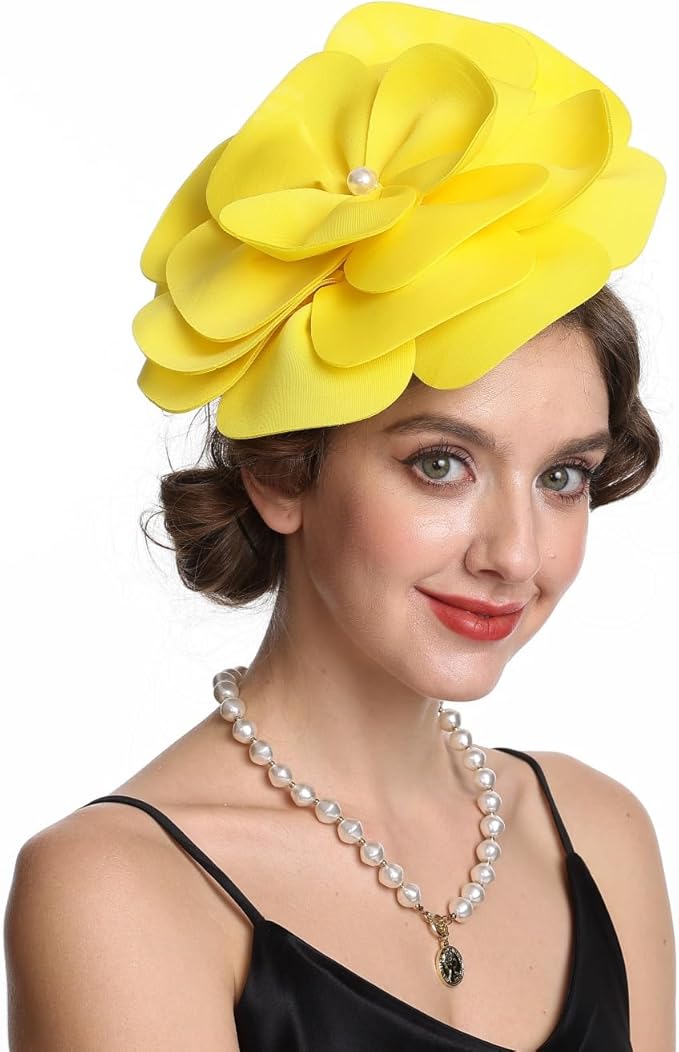 Feather Fascinator for Women - Vintage with Headband and Clip Tea Party Headwear