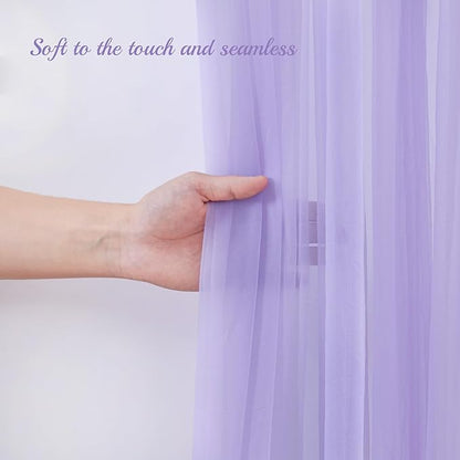 10x10ft Purple Tulle Backdrop Curtain for Parites, Sheer Backdrop Curtains for Wedding Baby Shower Birthday Party Photo Shoot Decorations