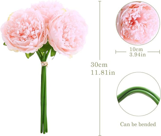 ucky 10 Packs Peonies Artificial Flowers Artificial Peonies Fake Peonies Artificial Flowers Peonies Bouquet for Centerpiece Table Wedding Party Home Decor (Light Pink)
