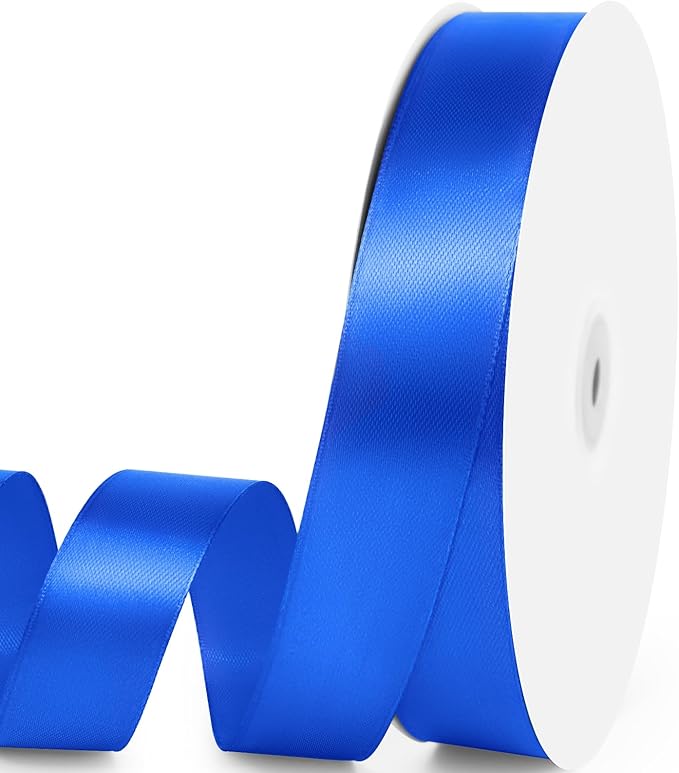 1" x 100 Yards Satin Ribbon - Royal Blue Silk Ribbon with Spool - Ideal for Gift Wrapping, Floral Bouquets, Crafts, Wedding Party Decorations, Christmas and Sewing Projects