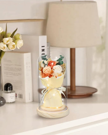 HVY Preserved Flowers Bouquet for Her,Forever Flowers Fresh Bouquet Mothers Day Birthday Gifts for Mom Preserved Rose Gifts for Women Wife Girlfriend Red Eternal Rose Present