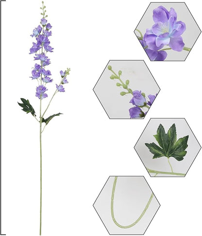 8PCS Purple Delphinium Artificial Flowers 33.5'' Faux Hyacinth Flowers Long Stem Silk Flowers for Tall Vase Home Wedding Table Decor(Light Purple)