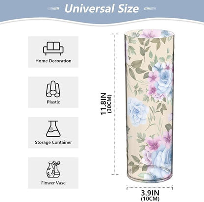 Vase Plastic Vase Elegant Cylinder Flower Vase Shatterproof Decorative Centerpiece for Home Table Office Weddings Events (11.8 x 3.9 in)