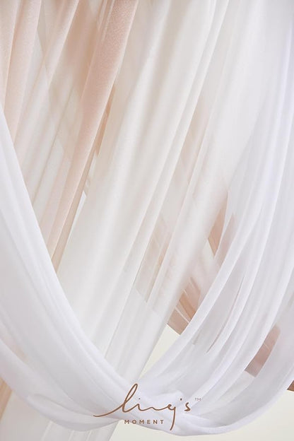 Ling's moment White Deluxe Artificial Wedding Arch Flowers with Drapes Kit-Pack of 5, 2pcs Flower Arrangements 3pcs Hanging Sheer Drapes Sage Ceremony Arbor Reception Backdrop Rose Floral Decorations