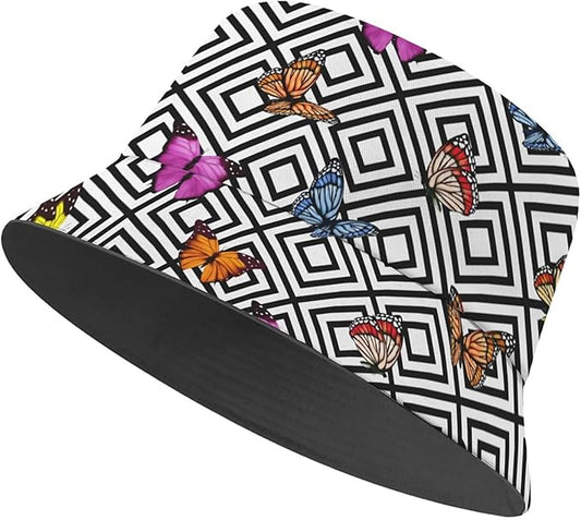 Bucket Hat for Women Men Unisex Sun Cap Packable Outdoor Fisherman Hat Headwear,Reversible Double-Side-Wear
