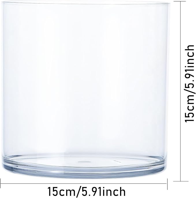 2 Pack Clear Acrylic Vase for Centerpieces 5.9x5.9 Inch Cylinder Wide Mouth Vase for Flowers, Home Decorative, Office, Wedding Party