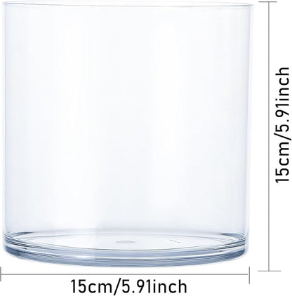 2 Pack Clear Acrylic Vase for Centerpieces 5.9x5.9 Inch Cylinder Wide Mouth Vase for Flowers, Home Decorative, Office, Wedding Party