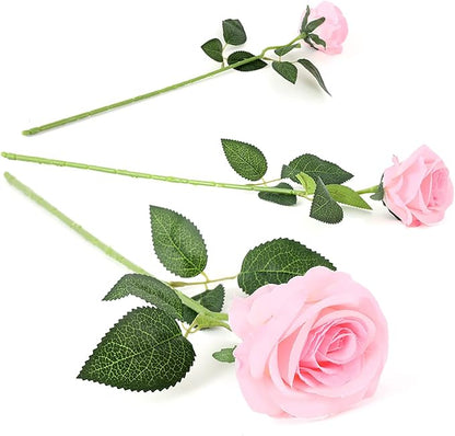 Laelfe 12 PCS Artificial Flowers Roses Fake Silk Flowers Long Stem Artificial Roses for Home Wedding Decorations