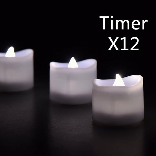 eLander LED Tea Lights Flameless Candle with Timer, 6 Hours on and 18 Hours Off, 1.4 x 1.3 Inch, Cool White, [12 Pack]