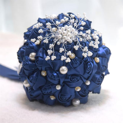 1-1/2 Inches 50 Yards Dark Blue Satin Ribbon, Solid Fabric Ribbon Roll for Flower Bouquets, Gift Wrapping, Wedding, Handmade Crafts