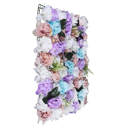 12 Pcs Artificial Flower Wall Panels 60x40cm 3D Flower Background for Wall, Wedding Flower Decorations Wall Silk Rose Panels for Candy Wall, Photo Areas, Stage Background Wall(Dahlia + Rose + Leaf)