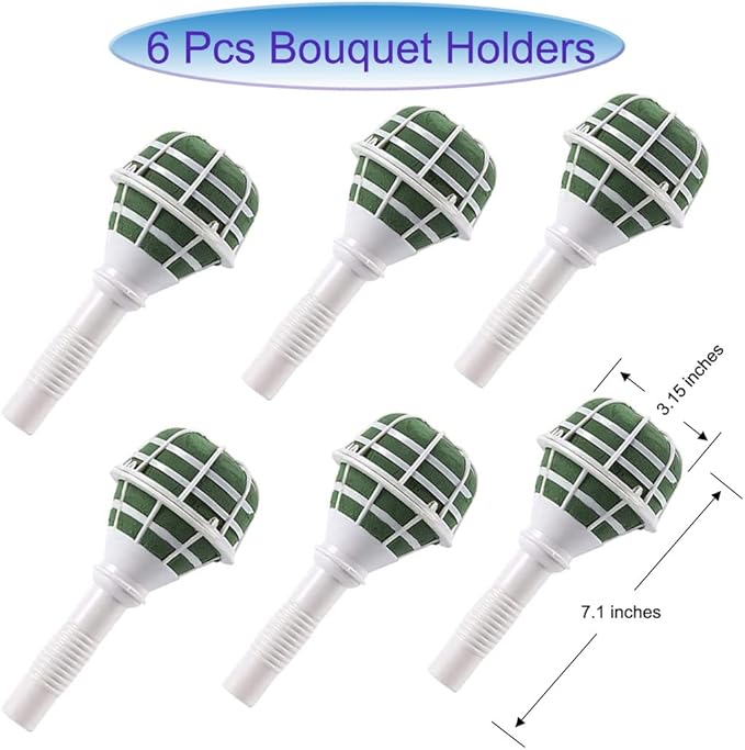 6-Pack Foam Bouquet Holders, Floral Arrangement Kits for Bridal Flowers Wedding Supplies Decoration, Gardening Supplies