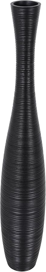 Leewadee Decorative Tall Floor Vase for Living Room Decor, 34 inches, Black, Resin