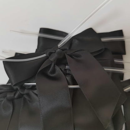 50pcs 3-1/2" Black Satin Ribbon Bows with Twist Ties Giant Bows for Fathers' Day 7th of July Gift Packing&Wrapping (Black)