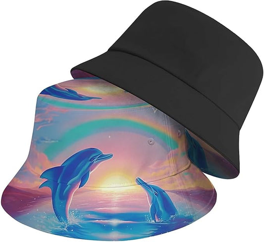 Bucket Hat for Women Men Unisex Sun Cap Packable Outdoor Fisherman Hat Headwear,Reversible Double-Side-Wear