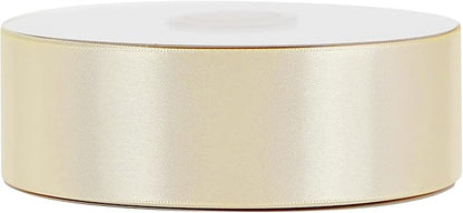 MEEDEE Ivory Satin Ribbon 1-1/2 Inch Ivory Ribbon Lux Double Faced Satin Ribbons by 50 Yards Beige Polyester Satin Ribbons for Crafts, Weddings, Flower Bouquet, Holiday Decorating