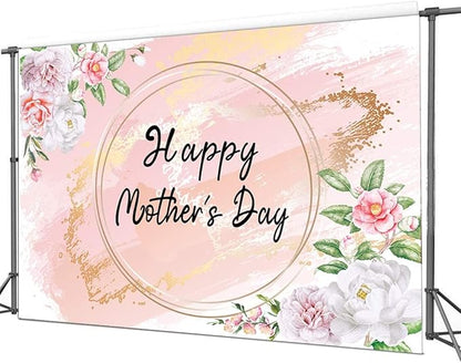 Dudaacvt 8x6ft Happy Mother's Day Backdrop Love Heart Photography Background Floral Mothers Day Birthday Photography Background for Mother's Day Photo Booth Props