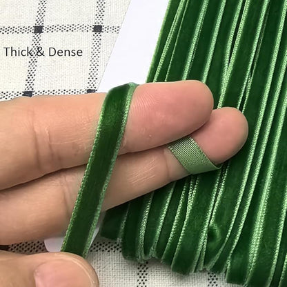 Chenkou Craft Christmas Green 25 Yards 1/4" Velvet Ribbon Lots Bulk (Green, 1/4"(6mm))