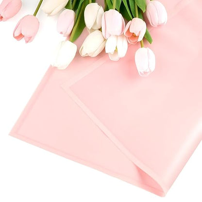 Jutieuo 20 Sheets Pink Flower Wrapping Paper, Waterproof Floral Wrap Pink Edge Bouquet Wrapping Paper Florist Supplies (22.8 x 22.8 inch)