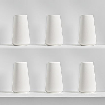 Modern White Small Ceramic Vase Set of 6 for Living Room Bedroom 5.9'' Minimalist Fresh Flower Vases for Home Decor Office Fireplace Centerpieces Nordic Style Gift for Fake Plant 6 Pack