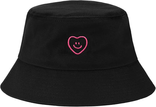 Fashion Embroidered Bucket Hat Cotton Summer Beach Sun Hat for Women Men Teen