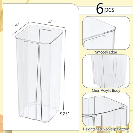 6 Pack 9.25 Inch Tall Flowers Vase, Clear Acrylic Bud Vase for Wedding Decorations, Home Decor, Housewarming Gift