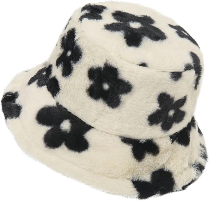 Winter Soft Faux Fur Plush Bucket Hat, Lovely Fisherman Cap, Fashion Outdoor Thick Warm Sun Cap for Women