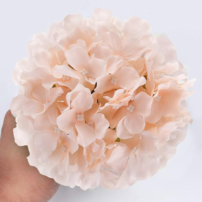 Flojery Silk Hydrangea Heads Artificial Flowers Heads with Stems for Home Wedding Decor,Pack of 10 (Blush)
