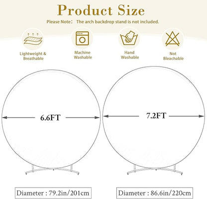 6.6 FT Navy Blue Round Backdrop Cover with Lights String for Circle Arch Stand Circle Backdrop Covers with LED Fairy Lights for Wedding Arch Baby Shower Birthday Party Photo Photography Background