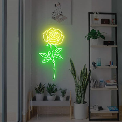 Rose Flower Neon Sign - Dimmable, Customizable Colors, Ideal Love Neon Sign & Neon Signs for Wall Decor, Perfect for Couples' Bedrooms, Wedding Spaces, Romantic Enthusiasts' Homes, Great Gift for Lovers & Romantic Style Fans