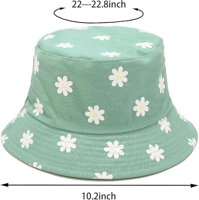 Bucket Hat for Women Men, Cotton Reversible Double Side Wear Sun Hats Beach Fisherman Hat