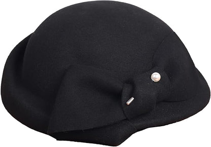 Women Wool Felt Ribbon French Fashion Vintage Millinery Beret Hats Top Cap Ladies Party Wedding Fedoras Chapeau