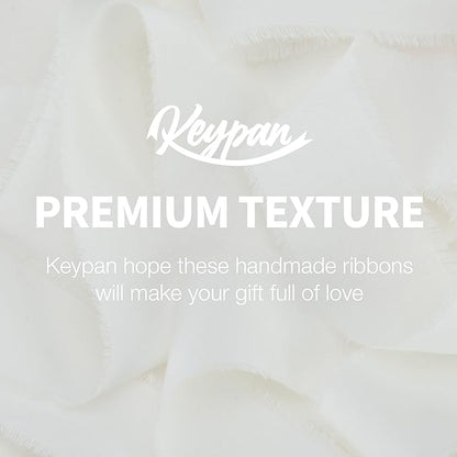 Keypan White Ribbon 1-1/2 x 15 Yards Handmade Cotton Frayed Fringe Fabric Ribbons for Crafts Flower Bouquets Wedding Baby Shower Home DIY Decor