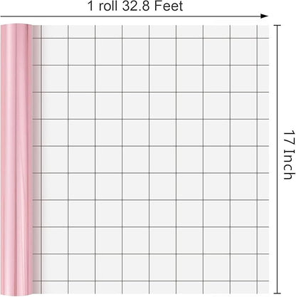 Merture Pink Wrapping Paper Roll - 17 In X 32.8 Ft(46.5 sq.ft.) Metallic Pink Solid Color Gift Wrap with Grid Cutting Lines for Valentines Day, Mothers Day, Wedding, Baby Shower, Birthday, Christmas