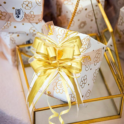 WEWILUCK Bows for Gift Wrapping, Gold Bows for Gifts, Presents, Gift Baskets, Large Bow for Birthdays, Parties, Christmas, and Everyday(6 inches, 15PCS)