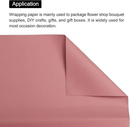 MECCANIXITY 10 Pcs Flower Wrapping Paper 22.8x22.8 Inch Waterproof Florists Wrapping Paper for Florist Bouquet Supplies, DIY Crafts, Gift/Gift Box Packaging Dark Red
