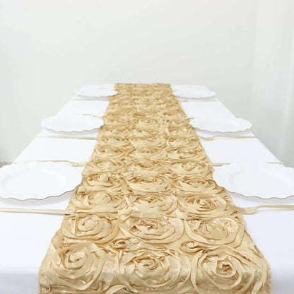 Efavormart Wonderland Rosette Premium Table Runners for Weddings Party Banquets Decor Fit Rectangle and Round Table - Champagne