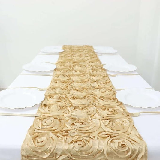 Efavormart Wonderland Rosette Premium Table Runners for Weddings Party Banquets Decor Fit Rectangle and Round Table - Champagne