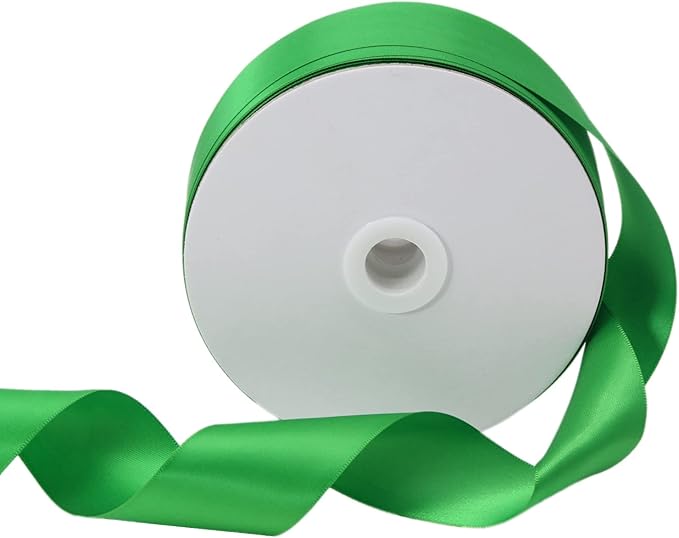 Green Double Faced Satin Ribbons 1-1/2 inch Flower Boutique Gift Wrapping Ribbon 1.5inch 50yards Fabric Silk Bow Ribbon for Valentine's Day & Mother's Day DIY Crafts Hair Headband-Sewing