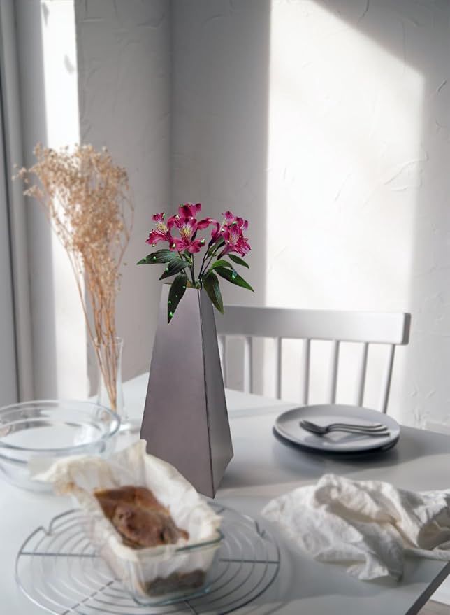 Serene Spaces Living Triova Stainless Steel Vase – Perfect for Fresh & Dried Flowers, Sculptural Accent for Mantels, Coffee Tables & Office Desks,Table Centerpiece, 4.5" Wide & 8.5" Tall, Pack of 12