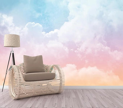 Cliouar-Sun and Cloud Background with a Pastel Colored Wall Mural Wallpaper Peel and Stick 90" x 67"