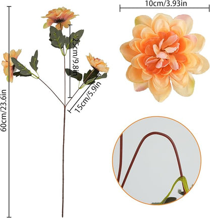 Uieke 6PCS Artificial Fall Daisy Mums Flowers with Stem, Silk Chrysanthemums Flowers Arrangement for Home Party Wedding Bouquet Thanksgiving Table Centerpieces Decor (Champagne)