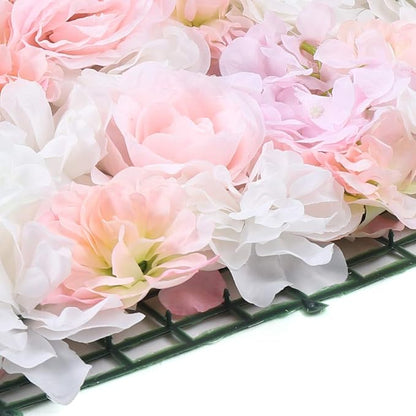 16"x 24" Artificial Flower Wall Panels,Flower Wall Mat Silk Flower Panels for Outdoor Garden Backyard Fence Fence Privacy Screen and Indoor Wall Decor(8Pcs Light Pink)