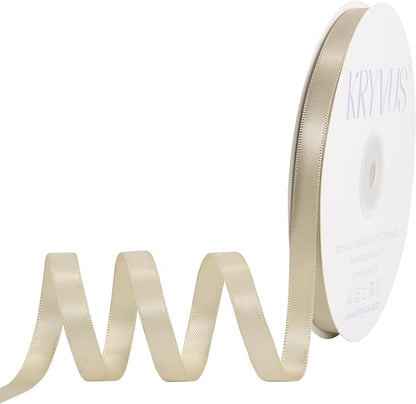 Beige Satin Ribbon, Double Faced 3/8 Inch X 50 Yards Beige Ribbon, Premium Satin Ribbon for Gift Wrapping, Crafts, Hair Bow Making, Sewing, Flower Bouquet, Wedding Party Decor