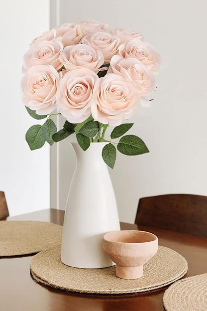 50pcs Roses Artificial Flowers Pink Fake Roses Flowers with Long Stems Silk Flowers for Wedding Bouquet Centerpices Decorations Party Bridal Baby Shower Home Decor