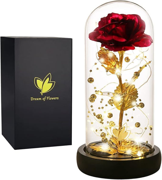 Christmas Women Gifts Birthday Gifts for Women Flowers for Delivery,Galaxy Artificial Flower with 2 Light Modes Light Up Rose in Glass Dome,Colorful Glass Rose,Birthday Wedding Anniversary Xmas Gift