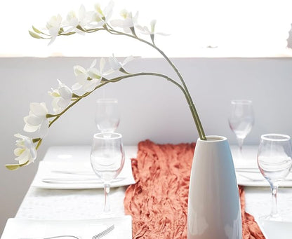 IPOPU White Orchid Artificial Flowers 5 Pcs Real Touch Orchids with Stem for Vase Wedding Party Table Centerpiece DIY Home Office Decor