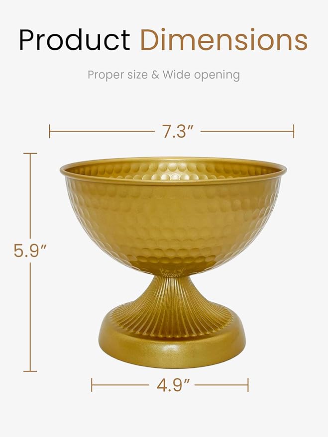 Set of 10 Gold Urn Vases - 6 Inch Vintage Metal Flower Arrangement Compote Vases for Wedding Table Centerpieces, Anniversary Christmas Party Decor (10)