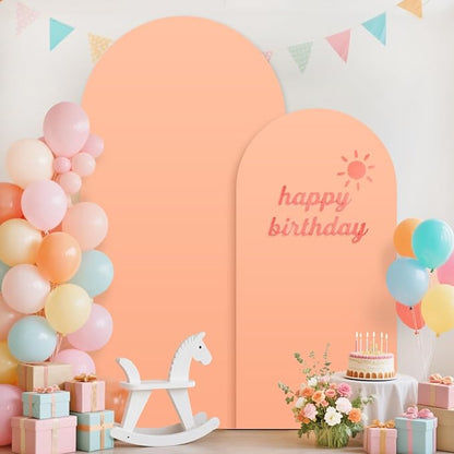 Set of 3 Arch Stand and Cover Set 6FT, 5FT, 4FT Metal Wedding Arch Backdrop Stands with Spandex Arch Covers Stretchy Backdrop Stable Arched Frame for Birthday Party Gender Reveal Baby Shower Ceremony